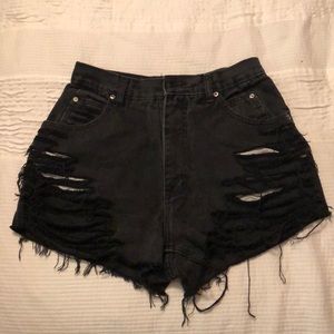 High waisted ripped denim shorts